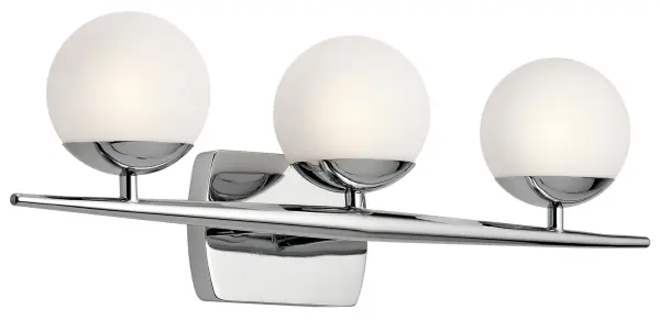 The Jasper vanity light delivers timeless Mid-Century style with its iconic globe shades and sleek chrome bar. Perfect for updating bathroom spaces with a sophisticated, retro-inspired aesthetic that works across traditional and contemporary interiors.