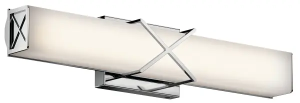 The Trinsic combines modern LED efficiency with transitional styling through its signature X-pattern detail and chrome finish. Delivers bright, energy-efficient illumination ideal for vanity tasks while maintaining a refined aesthetic.