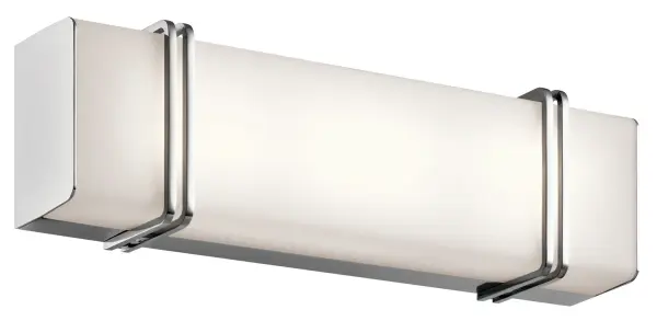 The Impello LED bath light combines timeless chrome styling with modern LED efficiency. Its 18.25-inch linear design and satin etched glass provide even, flattering illumination perfect for vanity tasks while maintaining a clean aesthetic.
