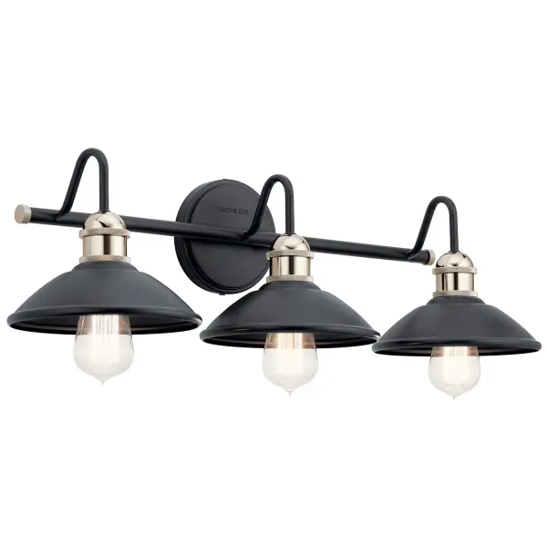 The Clyde 3-Light Vanity Light combines industrial style with modern functionality. Featuring metal dome shades and a sleek black finish, this 26.25-inch fixture provides ample illumination for medium to large bathrooms.