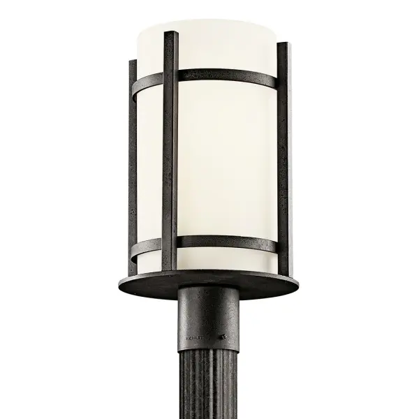 The Camden Outdoor Post Light combines traditional styling with durable wet-rated construction. Its anvil iron finish and satin etched opal glass create warm, welcoming illumination for pathways and entryways.