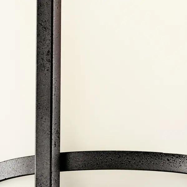 The Camden Outdoor Post Light combines traditional styling with durable wet-rated construction. Its anvil iron finish and satin etched opal glass create warm, welcoming illumination for pathways and entryways. - alternate view