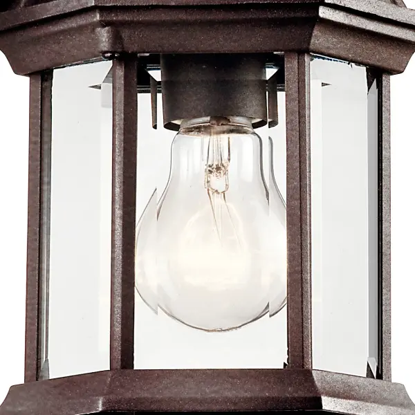 The Barrie Outdoor Wall Light combines traditional styling with practical outdoor durability. Its compact 10.25" height and clear beveled glass create elegant illumination for entryways and patios. - alternate view