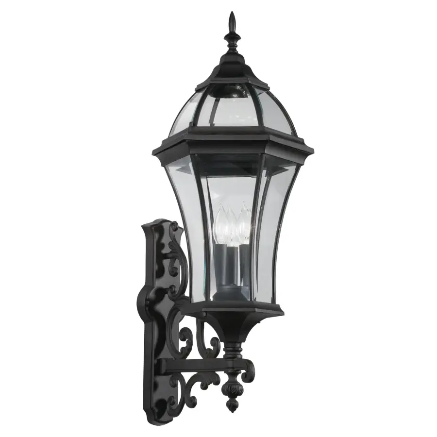 Townhouse Three Light Outdoor Wall Mount in Black