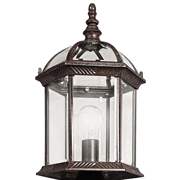 The Barrie Outdoor Post Light combines traditional styling with modern functionality. Featuring clear beveled glass and a rich Tannery Bronze finish, this wet-rated fixture provides reliable illumination for pathways and entryways. - alternate view