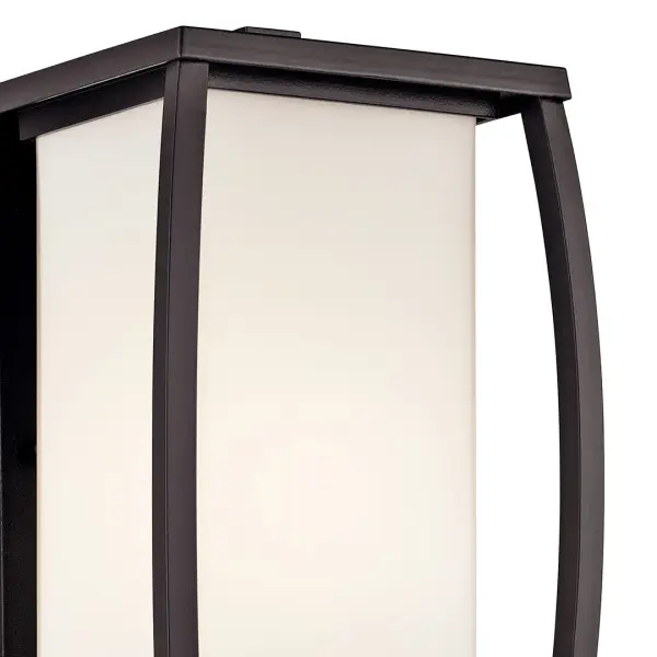 The Bowen Outdoor Wall Light combines traditional craftsmanship with modern durability. Its architectural bronze finish and satin etched glass create warm, welcoming illumination for any outdoor space. - alternate view