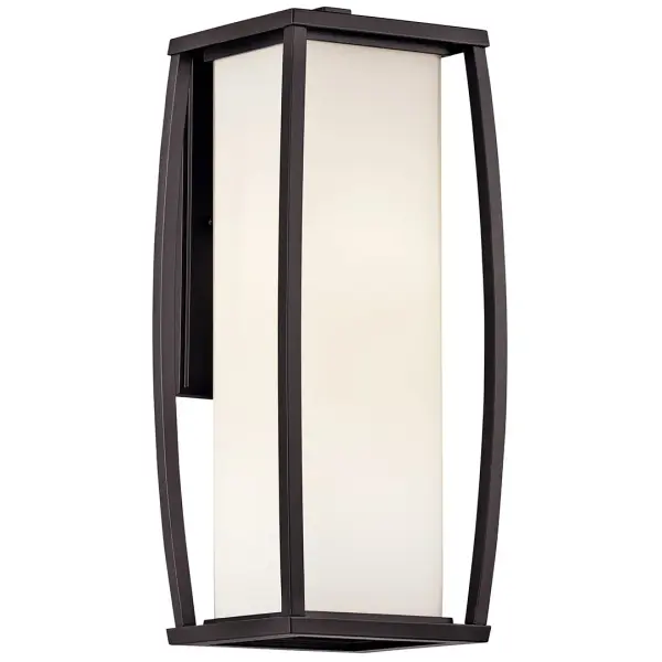The Bowen 2-Light Outdoor Wall Light combines architectural bronze finish with satin etched opal glass for sophisticated outdoor illumination. Wet-rated and dimmable, it delivers both style and functionality.