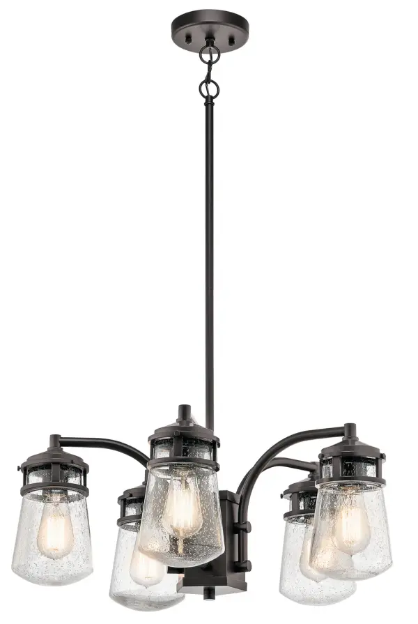 Lyndon 5-Light Outdoor Chandelier in Architectural Bronze