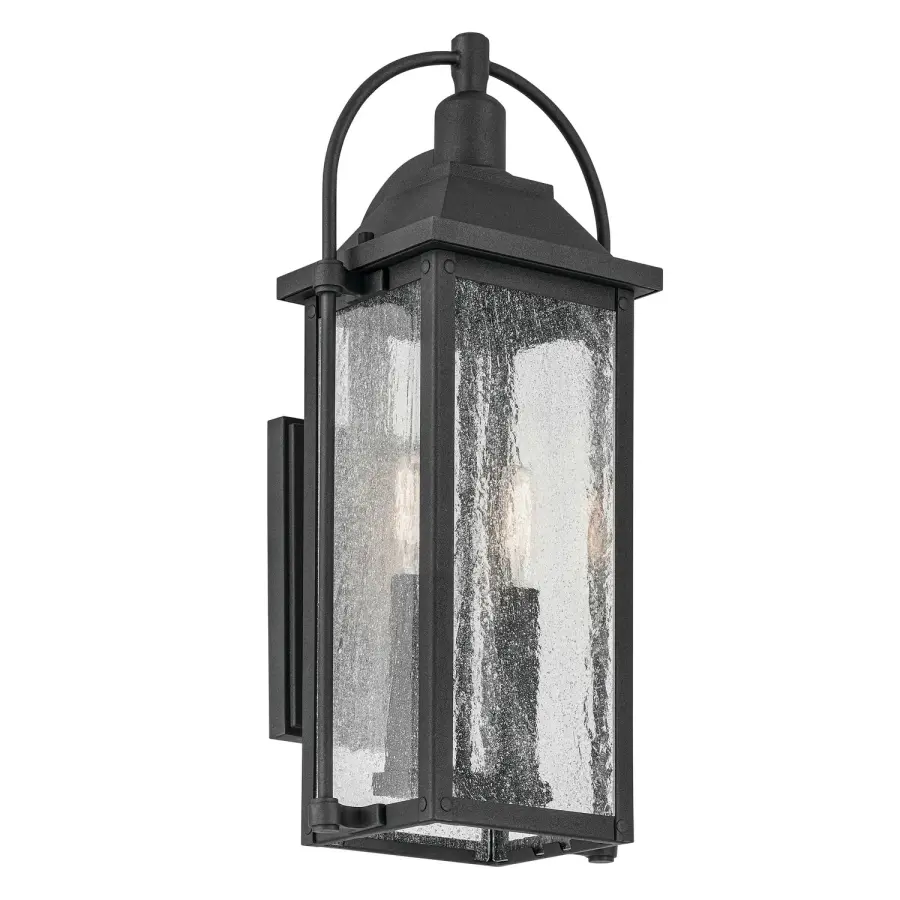 Harbor Row Two Light Outdoor Wall Mount in Textured Black
