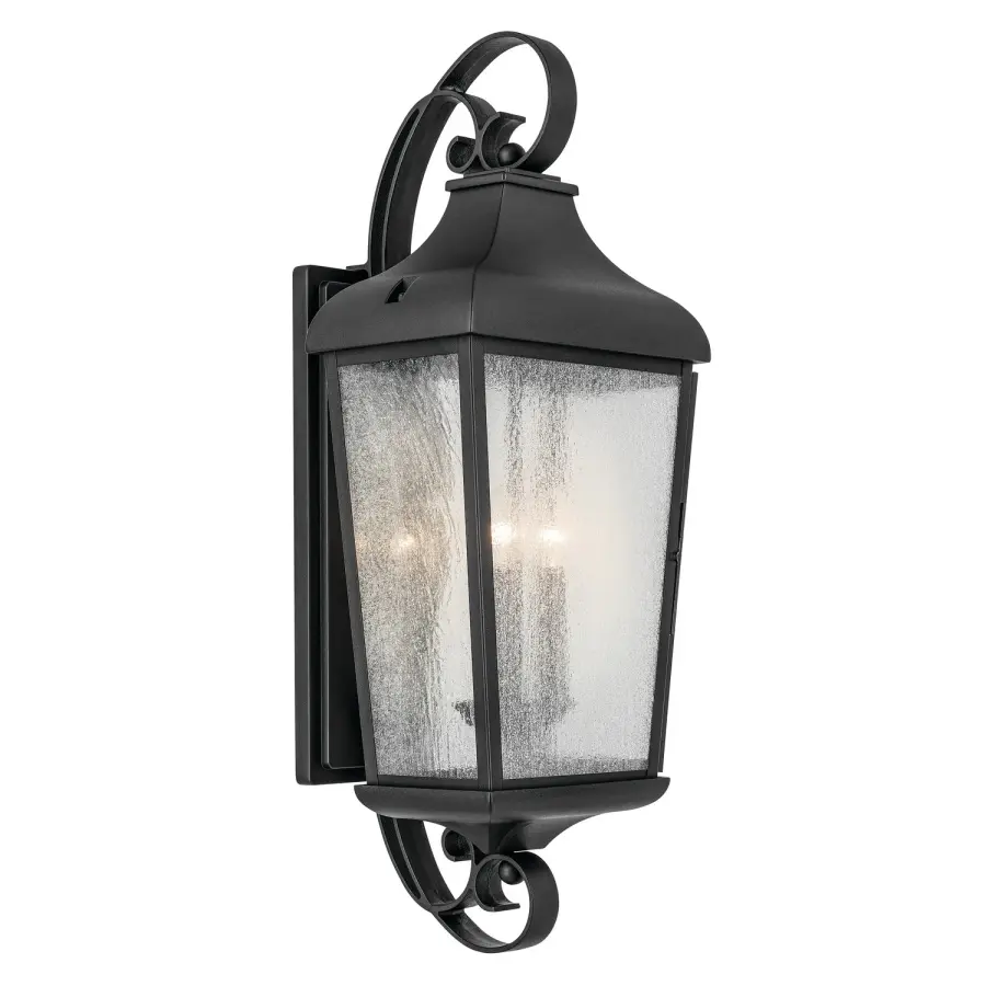 Forestdale 3-Light Outdoor Wall Lantern in Textured Black