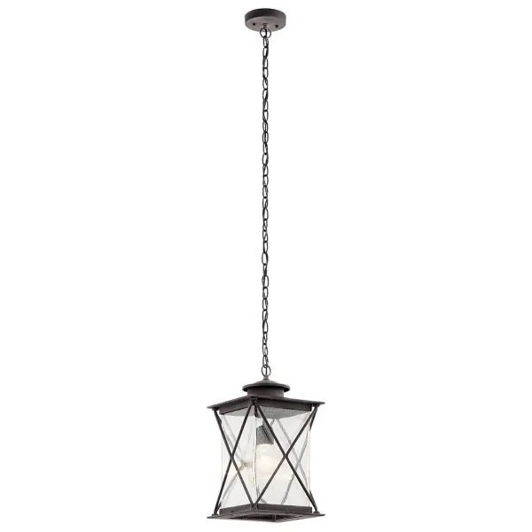 The Argyle outdoor pendant brings weathered industrial style to porches and patios with its seeded glass shade and zinc finish. Compact at 9.5" wide, it's perfect for smaller covered outdoor areas needing character lighting.