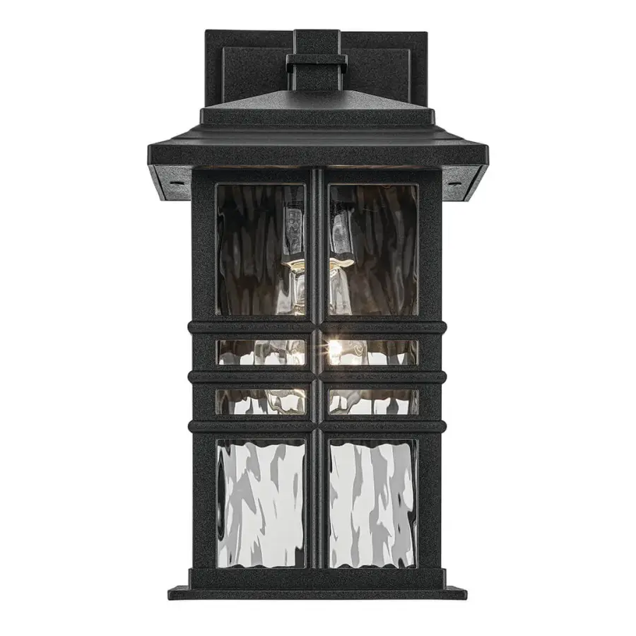 Classic Outdoor Wall Light with Hammered Glass Charm - Image 2