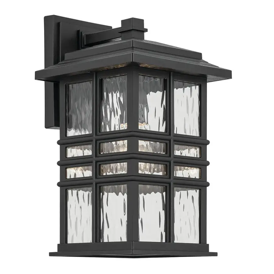 Classic Outdoor Wall Light with Hammered Glass Charm - Image 1