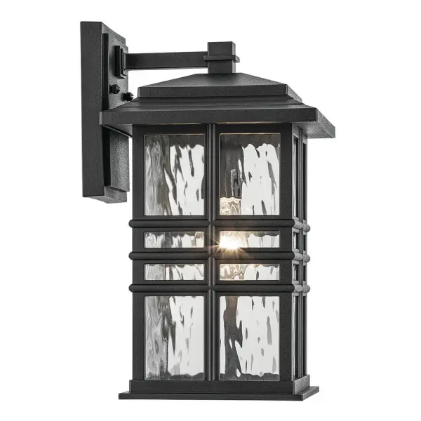 Classic Outdoor Wall Light with Hammered Glass Charm - Image 4