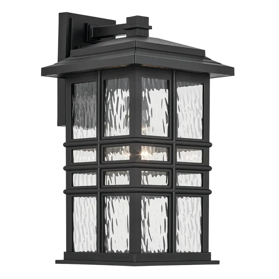Classic Outdoor Wall Light with Hammered Glass and Weather Protection - Image 1