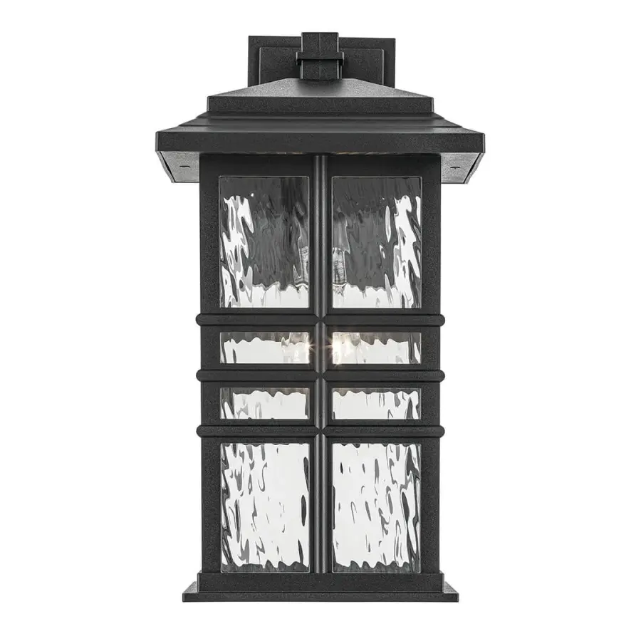 Classic Outdoor Wall Light with Hammered Glass and Weather Protection - Image 2