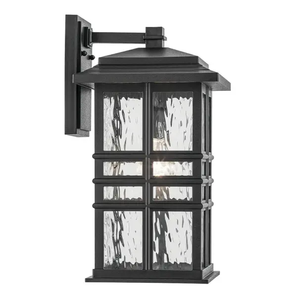 Classic Outdoor Wall Light with Hammered Glass and Weather Protection - Image 3
