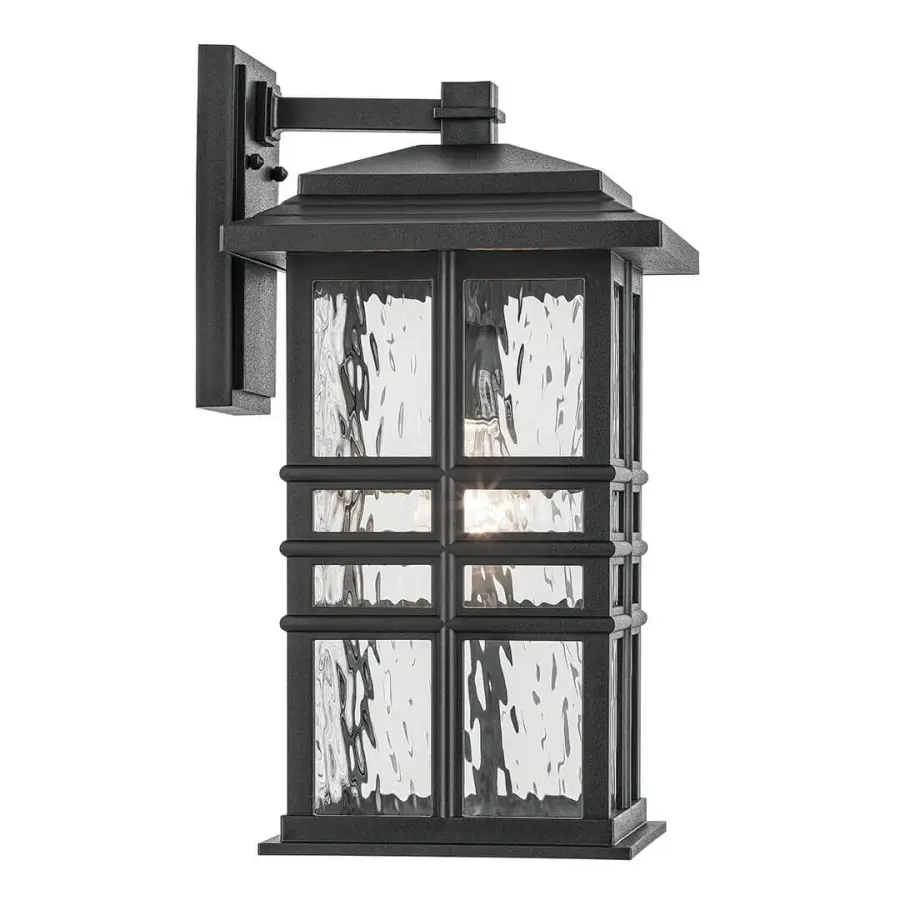 Classic Outdoor Wall Light with Hammered Glass and Weather Protection - Image 3