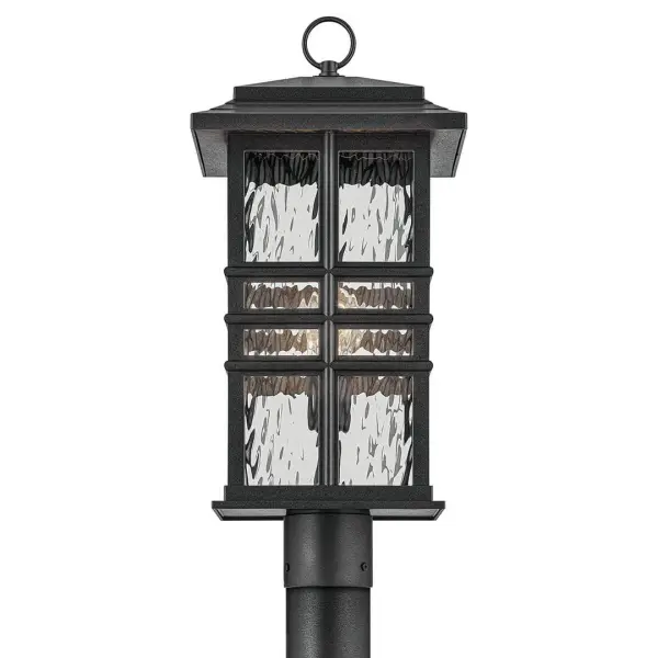 The Beacon Square combines timeless design with modern durability. Its textured black finish and clear hammered glass create beautiful light patterns while standing up to harsh weather conditions. - alternate view