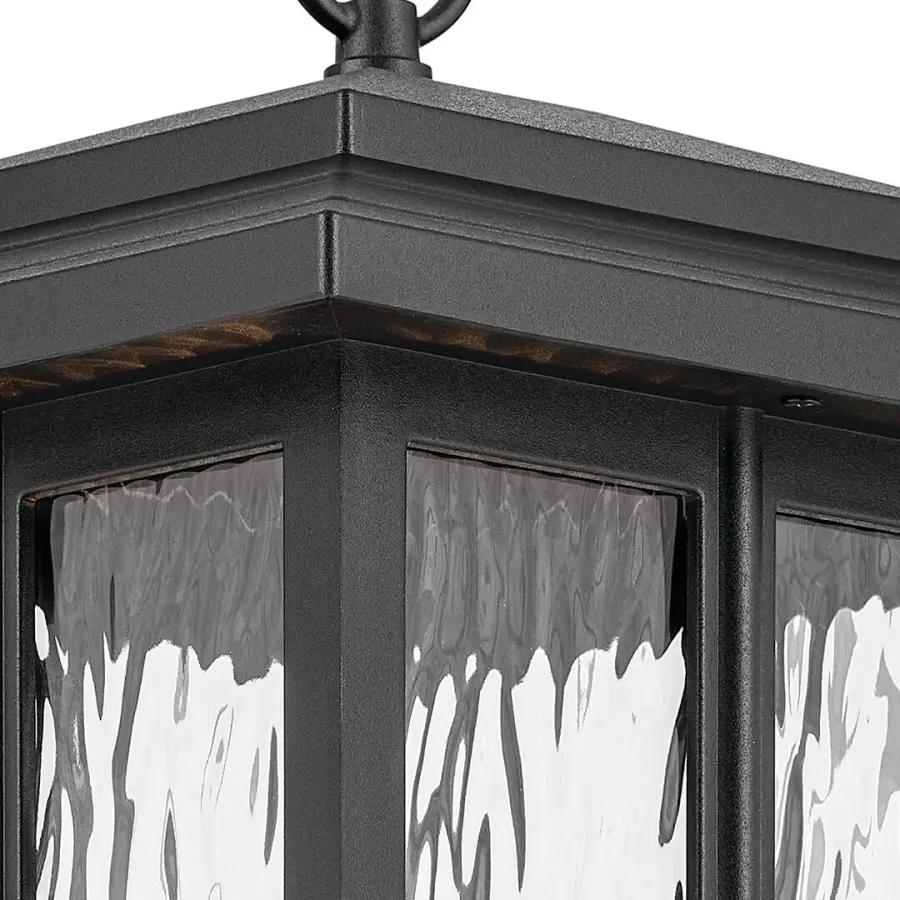 Classic Square Post Light with Hammered Glass and Weather Protection - Image 4