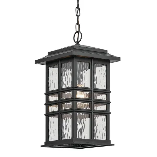 The Beacon Square brings timeless outdoor elegance with its textured black finish and clear hammered glass. Perfect for covered porches and entryways, this wet-rated fixture combines durability with classic design.