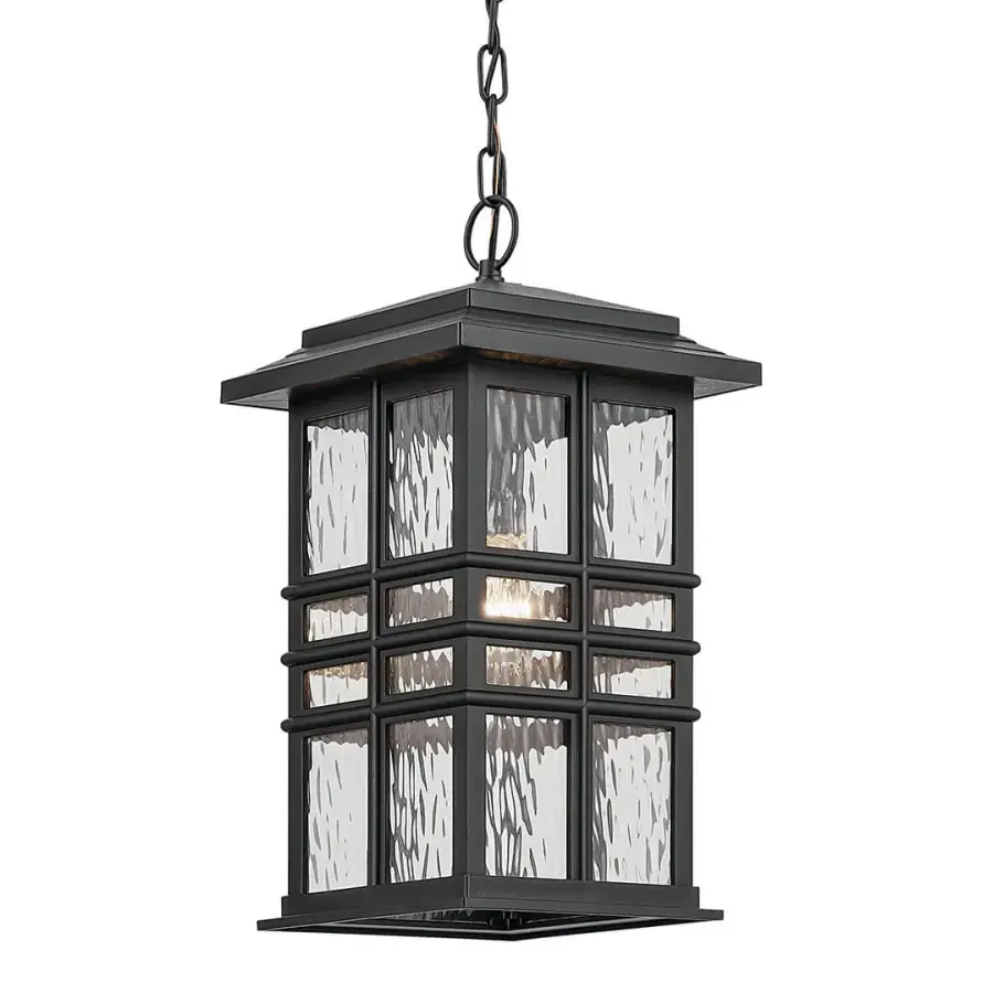 Classic Square Lantern with Hammered Glass Charm - Image 1