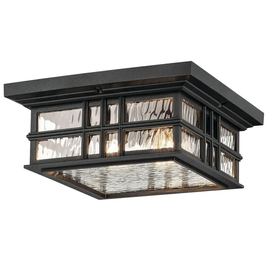 Versatile Outdoor Flush Mount with Textured Glass and Weather Protection - Image 1