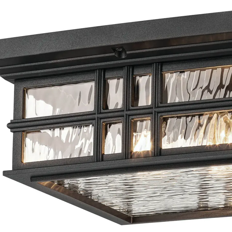 Versatile Outdoor Flush Mount with Textured Glass and Weather Protection - Image 2