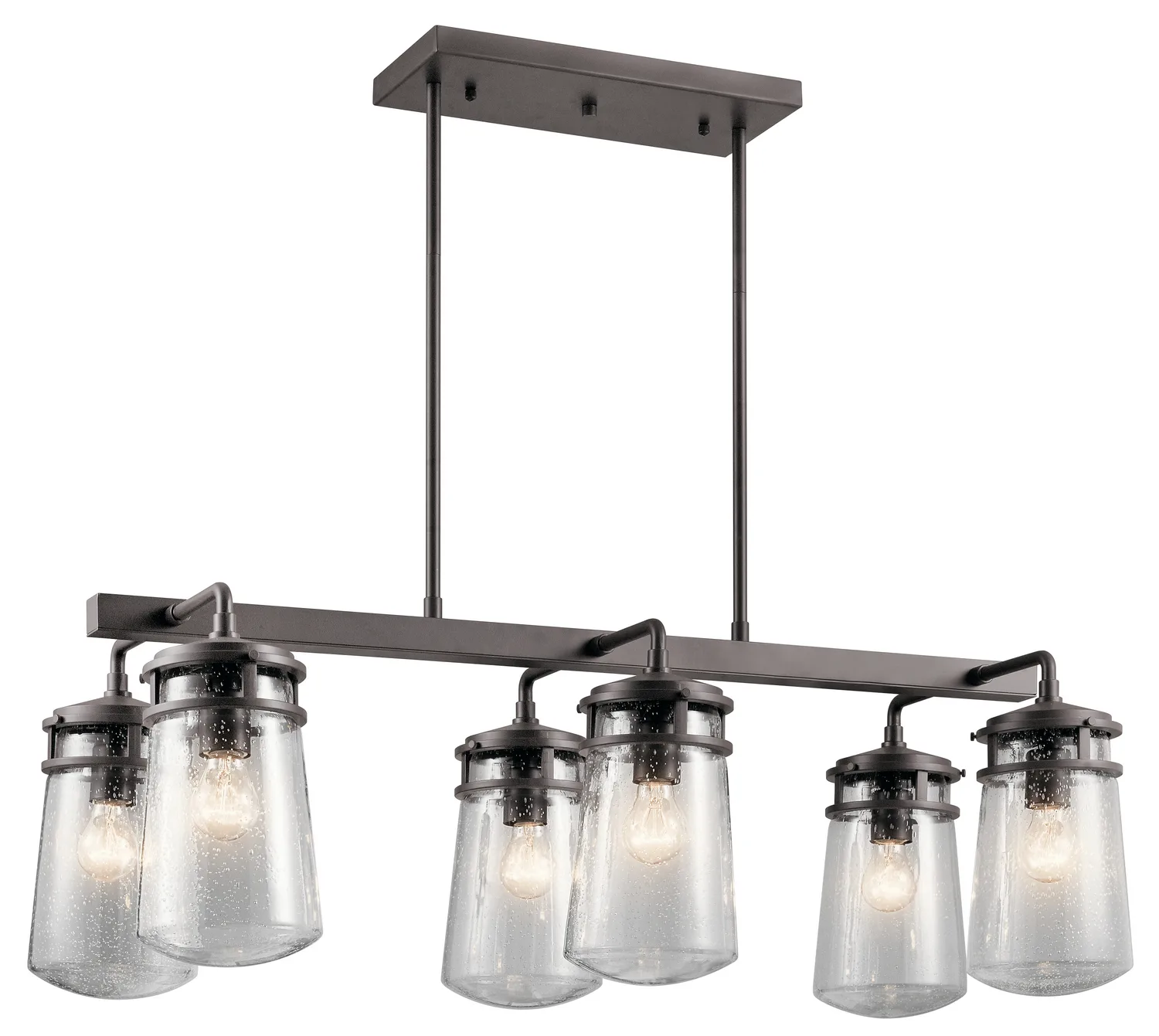 Lyndon 6-Light Outdoor Linear Chandelier in Architectural Bronze