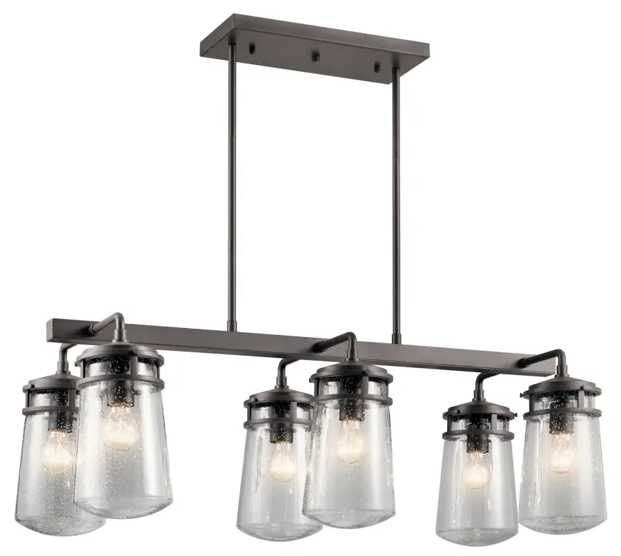 Lyndon 6-Light Outdoor Linear Chandelier in Architectural Bronze