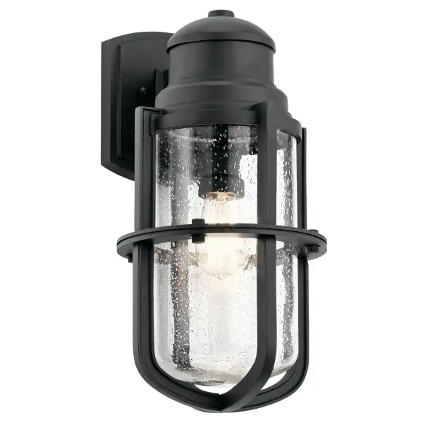 The Suri outdoor wall lantern combines nautical charm with exceptional durability. Its UV-protected composite construction and Climates finish resist fading, salt spray, and harsh weather. Clear seeded glass adds coastal character.