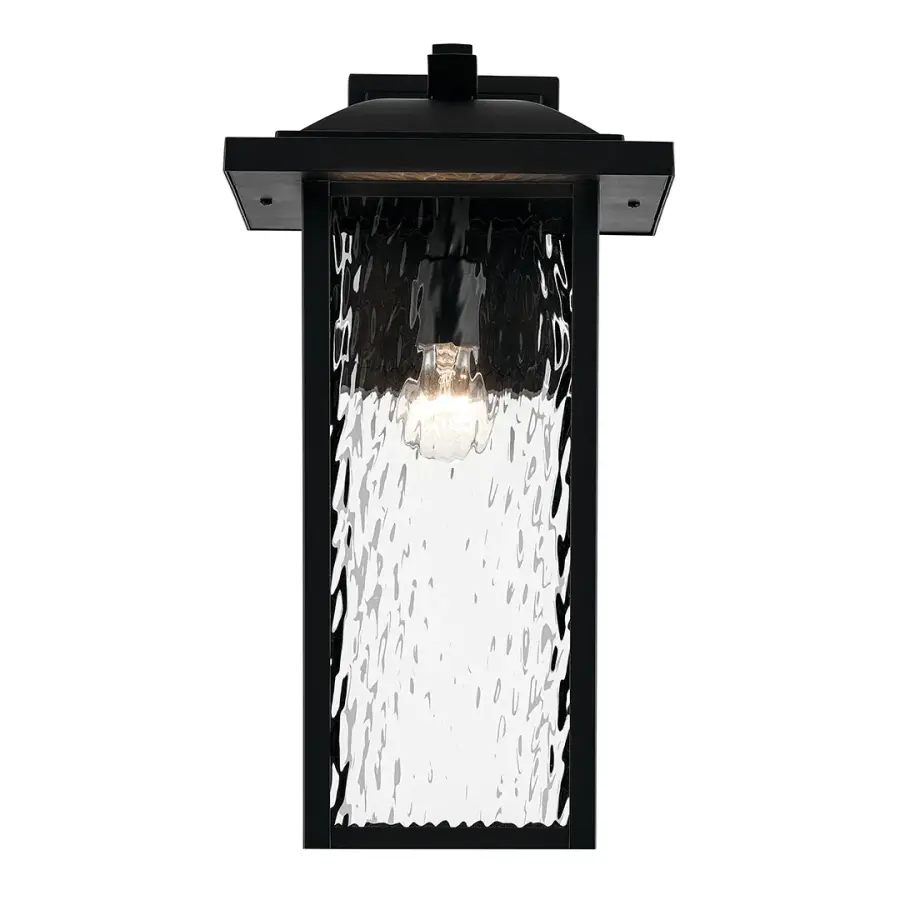 Elegant Outdoor Wall Light with Textured Black Finish and Water Glass - Image 2