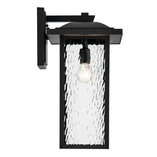 Elegant Outdoor Wall Light with Textured Black Finish and Water Glass - Image 3