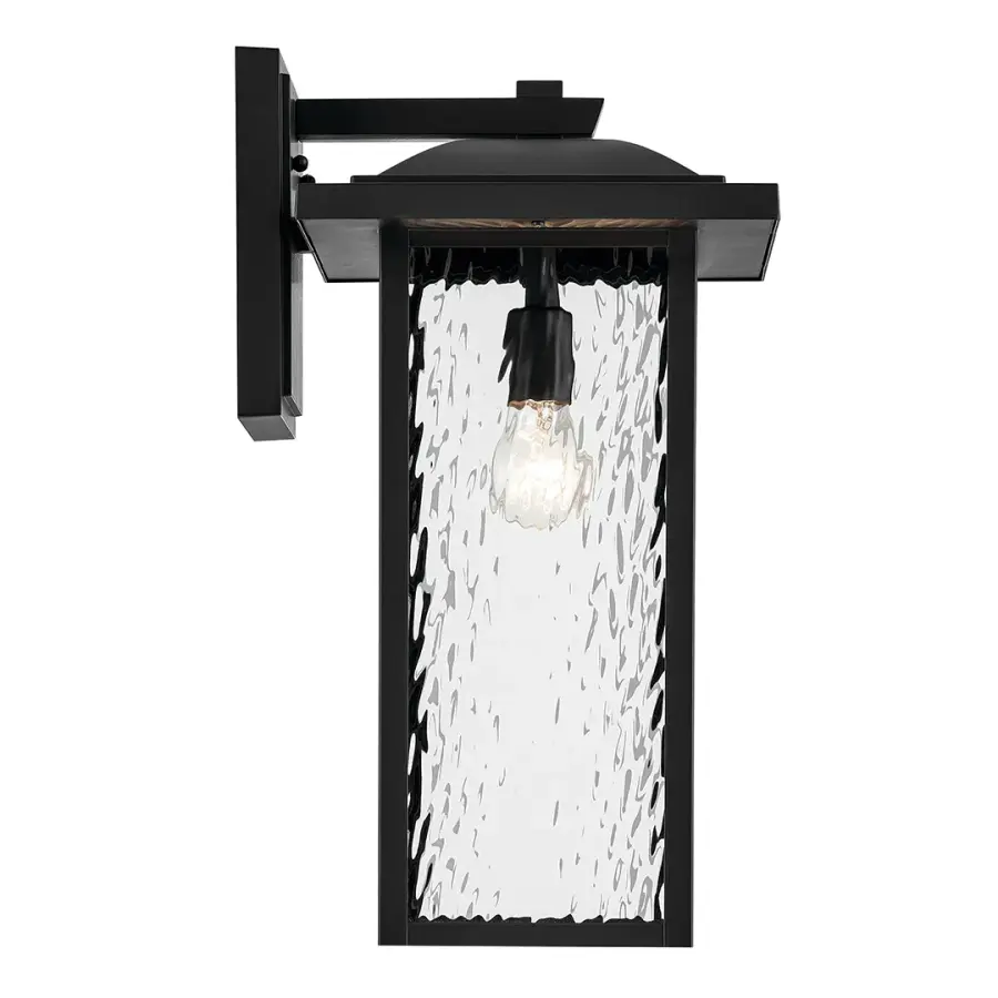 Elegant Outdoor Wall Light with Textured Black Finish and Water Glass - Image 3