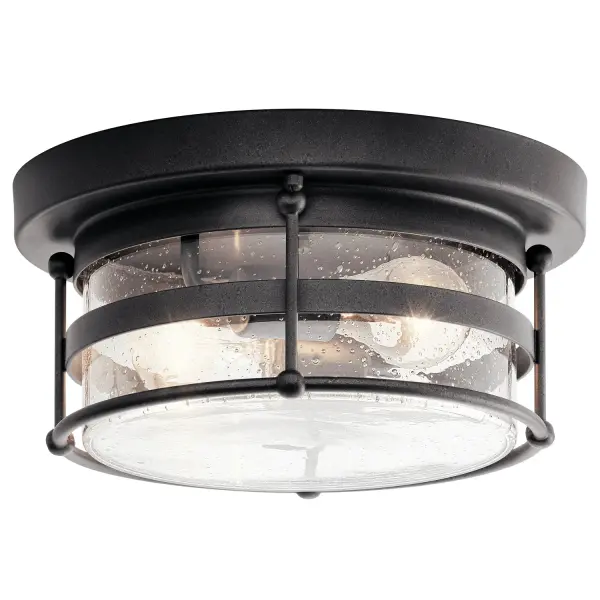 Mill Lane Two Light Outdoor Ceiling Mount in Anvil Iron