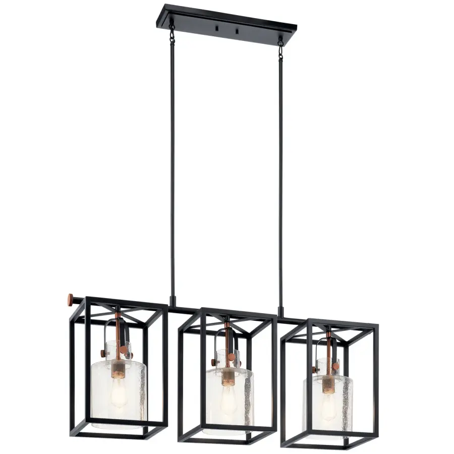 Kitner 3-Light Linear Chandelier in Black