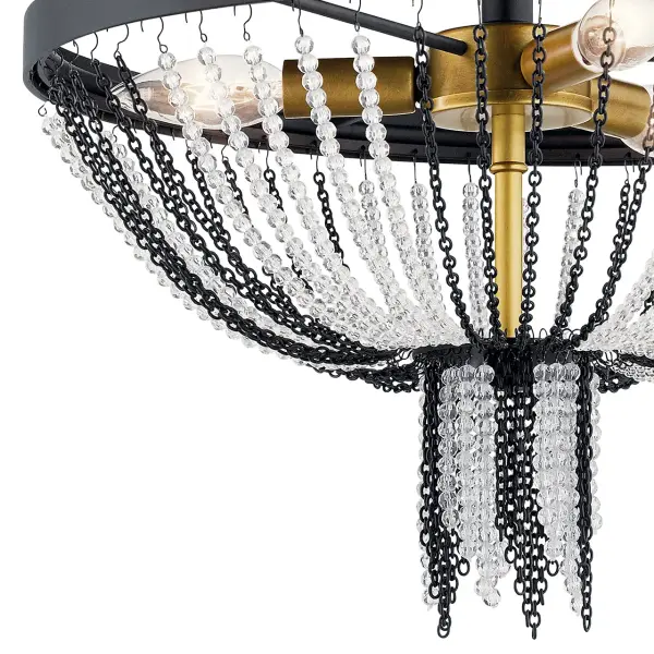 The Alexia combines textured black and natural brass finishes in a 16-inch semi-flush design. With 3 dimmable lights and 15-inch drop, it bridges traditional and contemporary styles for medium-sized spaces. - alternate view
