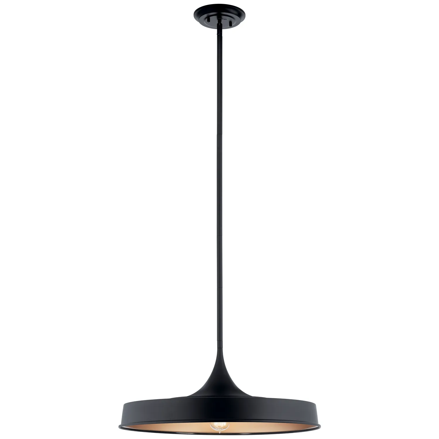 Elias One Light Pendant in Black with Gold Interior