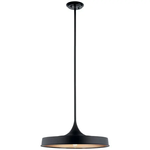 Elias One Light Pendant in Black with Gold Interior