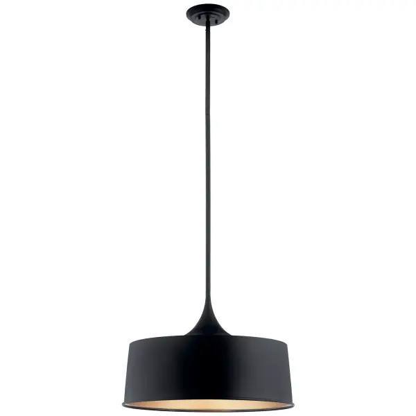 Elias One Light Pendant in Black with Gold Interior