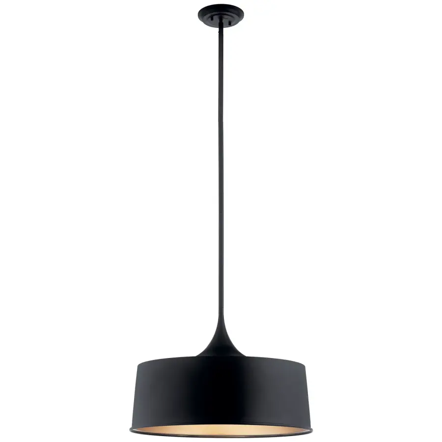 Elias One Light Pendant in Black with Gold Interior