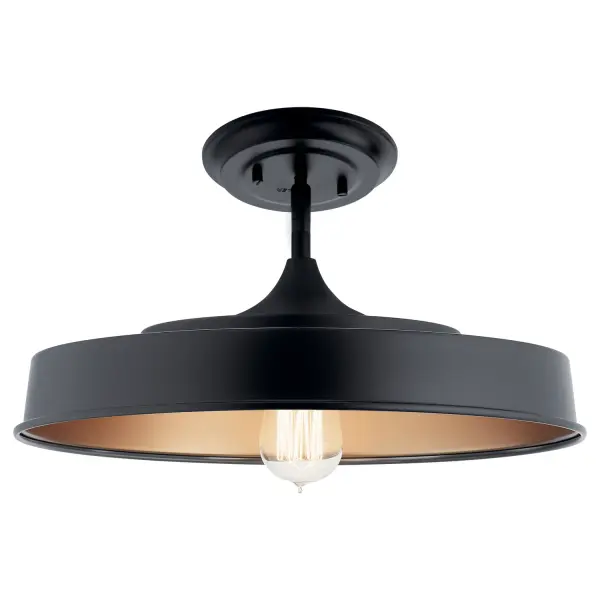 Elias One Light Semi Flush Mount in Black