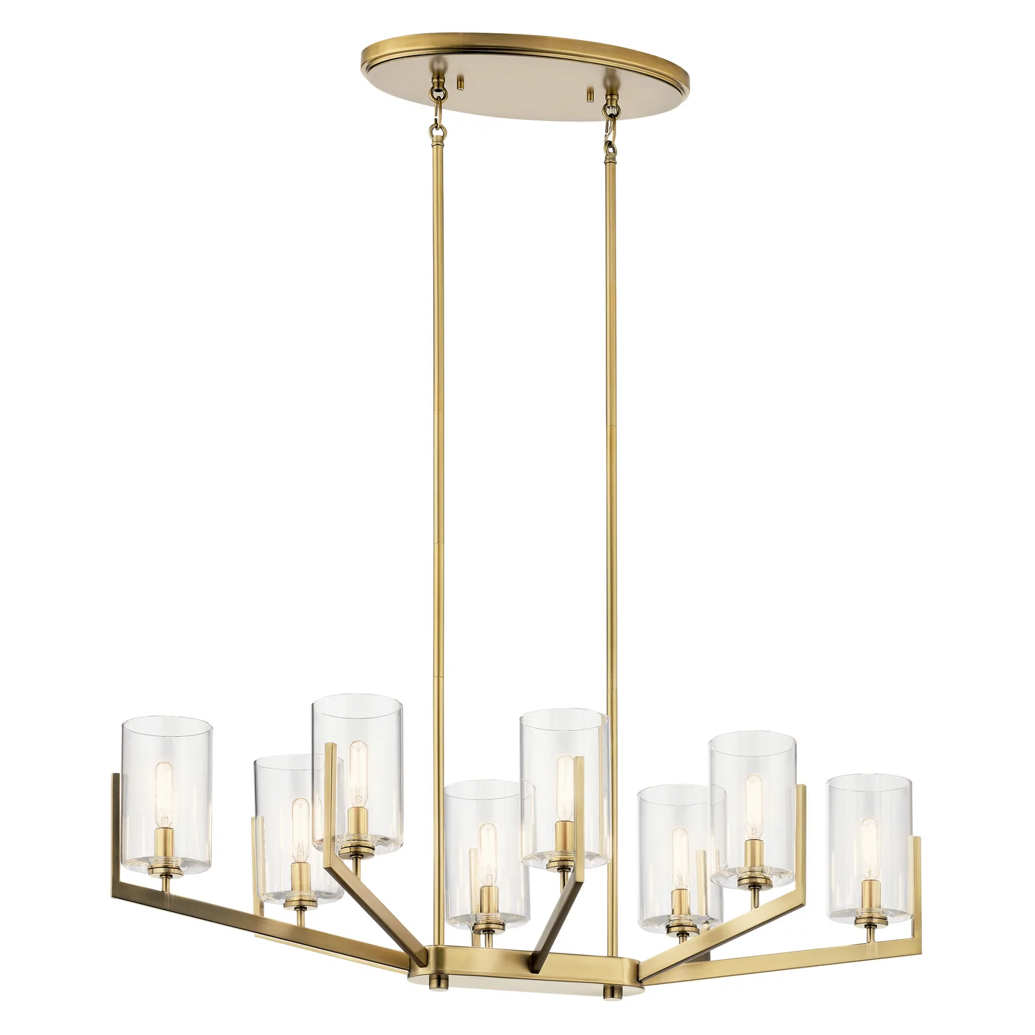 Nye 8-Light Oval Chandelier in Brushed Natural Brass