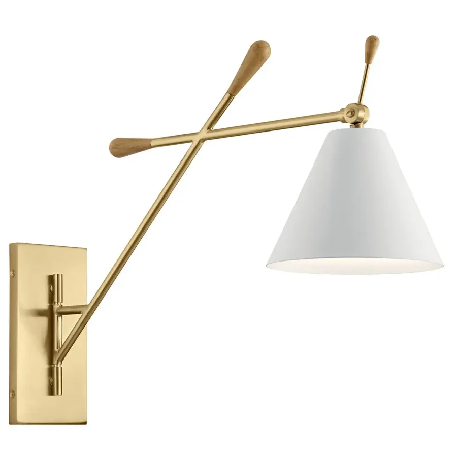 Elegant Champagne Gold Sconce with Timeless Cone Shade Design - Image 1
