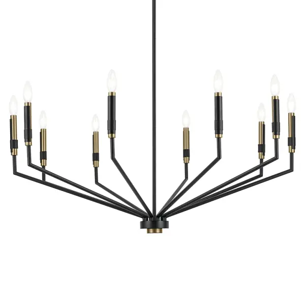 The Armand Chandelier commands attention with its impressive 38-inch diameter and 10-light configuration. The black and bronze finish combination creates sophisticated contrast perfect for large dining rooms and grand entryways.