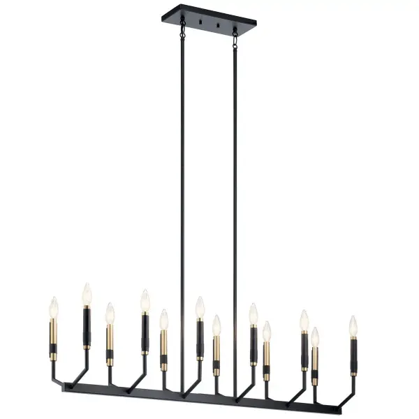 Sleek 12-Light Linear Chandelier Perfect for Modern Dining Spaces - Image 1