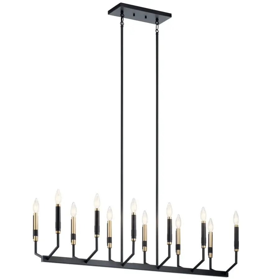 Sleek 12-Light Linear Chandelier Perfect for Modern Dining Spaces - Image 1
