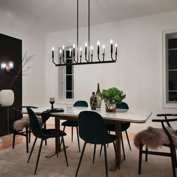 Sleek 12-Light Linear Chandelier Perfect for Modern Dining Spaces - Image 7
