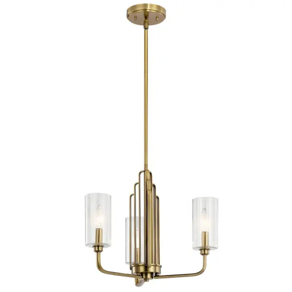 Kimrose 3-Light Chandelier in Brushed Natural Brass