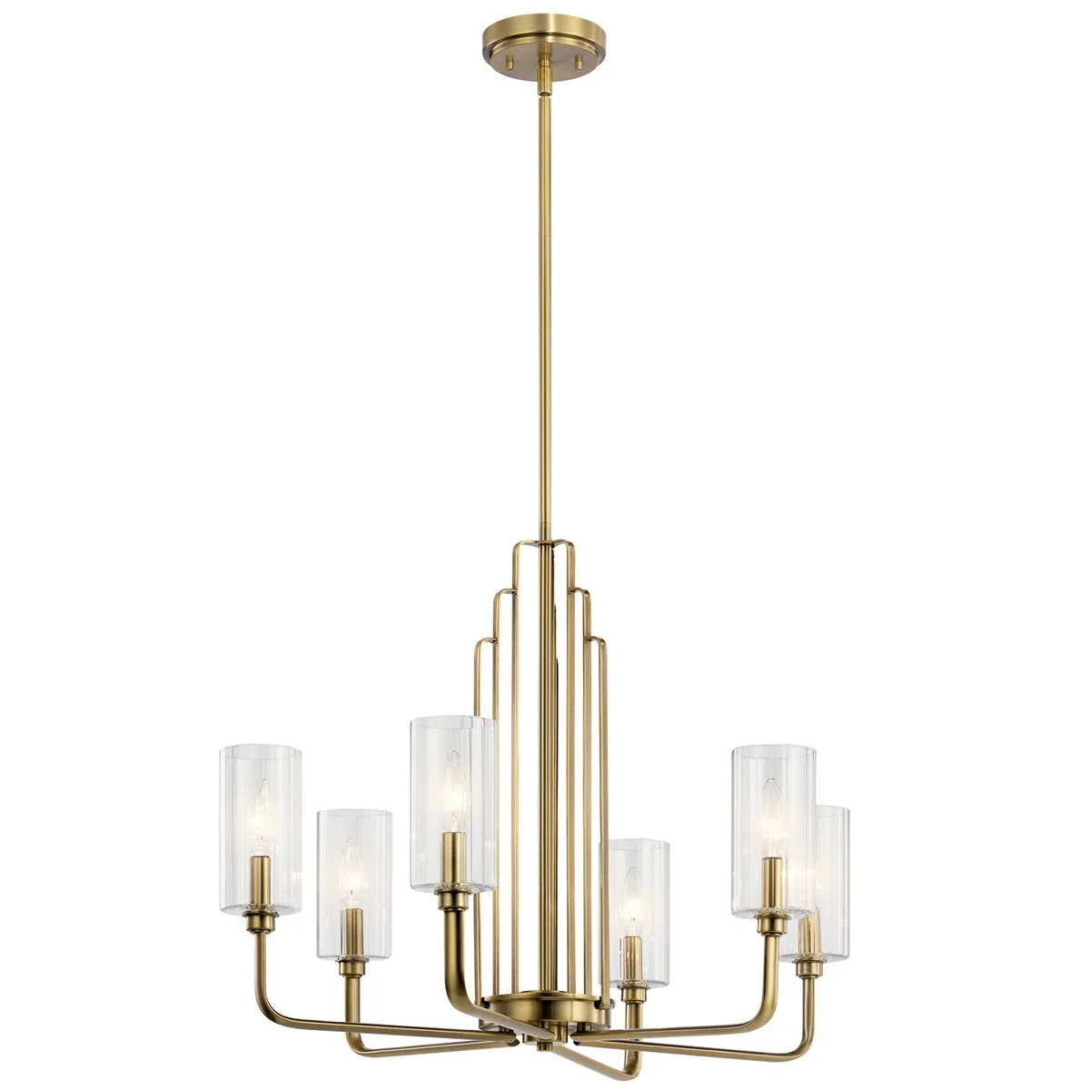 Kimrose 6-Light Art Deco Chandelier in Brushed Natural Brass